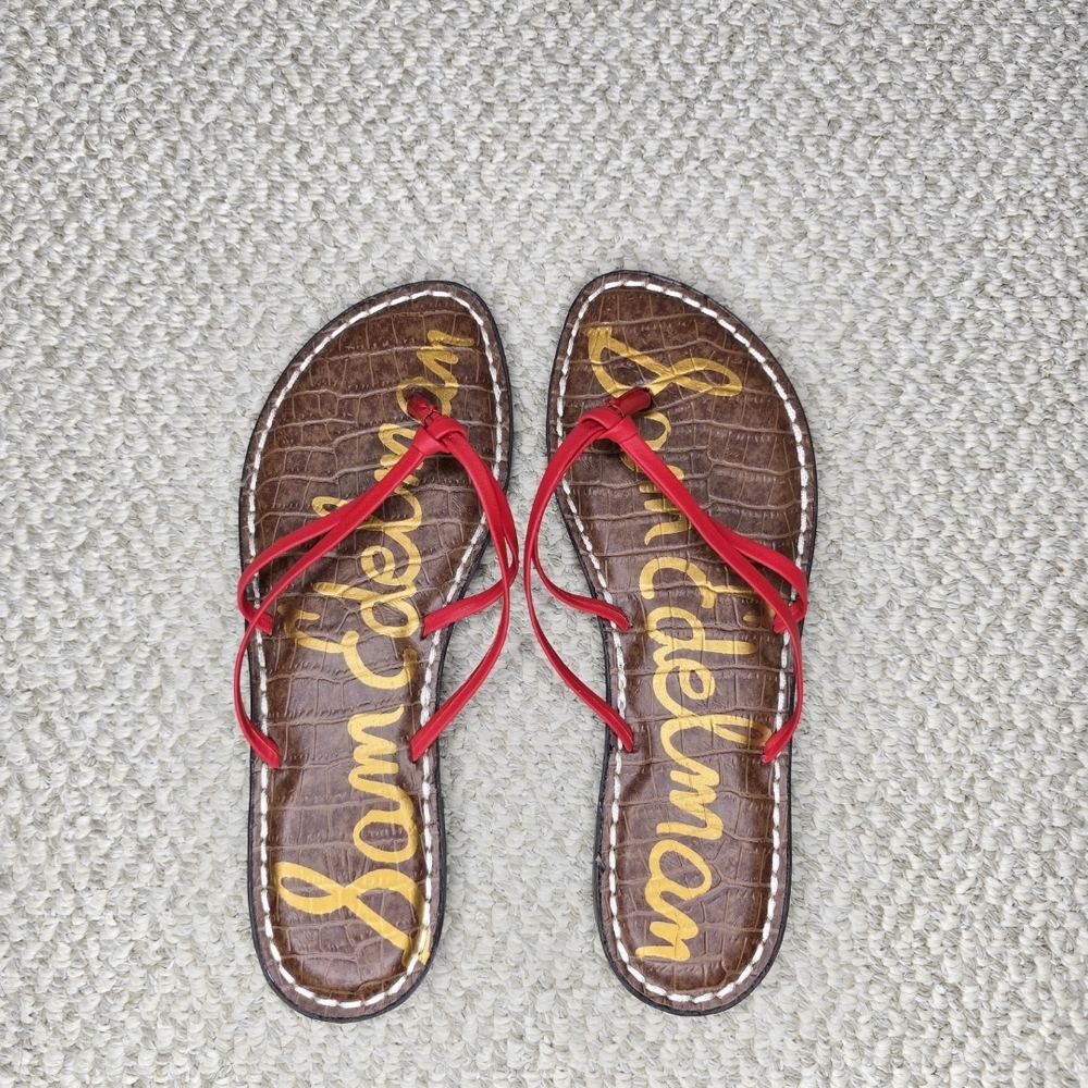 Sam Edelman Gerianne Red and Brown Women's Thong Sandals NWT Size 6